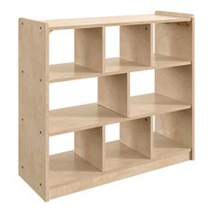 a wooden shelf with six shelves on each side