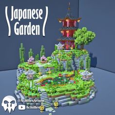 an image of a japanese garden made out of legos