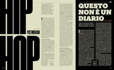 an article from the magazine hip hop, which is written in spanish and english on black paper