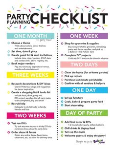 the party checklist is displayed on an iphone screen, and it's full of colorful