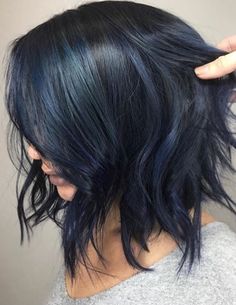 @hellahotmess Blue Hair Color Ideas, Blue Hair Color, Pulp Riot Hair Color, Blue Black Hair, Dark Blue Hair, Pulp Riot Hair, Hair Done, Ombré Hair, Penteado Cabelo Curto