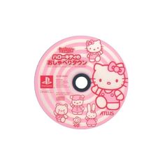 a pink hello kitty disc on a white background