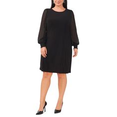 Elevate Your Wardrobe With The Msk Plus Size Round-Neck Illusion In Black, Designed Specifically For The Fashionable 1x Figure. This Stunning Top Features A Flattering Round Neck And A Chic Illusion Detail That Adds A Touch Of Sophistication And Contemporary Flair To Any Outfit. Crafted From High-Quality, Breathable Fabric, It Ensures Comfort While Providing A Stylish Silhouette. Perfect For Both Casual Outings And Professional Settings, This Versatile Piece Can Be Effortlessly Paired With Jeans Black Halter Dress, Dresses Xxl, Stretchy Dress, Review Dresses, Shift Dress Black, Women Sleeve, Midi Dress With Sleeves, Mid Dresses, Blue Midi Dress