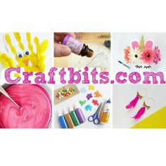 the words craftbits com are overlaid with images of crafts