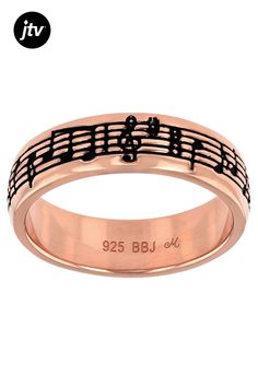 18k Rose Gold Over Sterling Silver Music Note Ring. Measures Approximately 0.84"L x 0.22"W. Not Sizeable. Music Note Ring, Music Note, Music Notes, 18k Rose Gold, 18k Gold, Rose Gold, Sterling Silver, Ring, Music