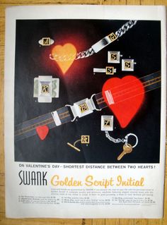 1960s Vintage Ad for a 1960 Swank Jewelry-Valentines Day Men's Gifts Ideas. 1960s Fashion/ Vintage Valentines Day #1960s #1960sad #vintagevalentinesday #vintagead #mensaccessories #giftidea #1960sfashion Diamond Ads, Magazine Jewelry, Vintage Valentines Day, Vintage Fashion 1960s, Men's Gifts