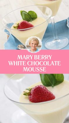 Mary Berry White Chocolate Mousse White Chocolate Mousse Recipe, Mary Berry Cooks, British Baking Show Recipes, White Chocolate Cream, Mary Berry Recipe, Berry Recipes, Merry Berry, Christmas Recipes Easy