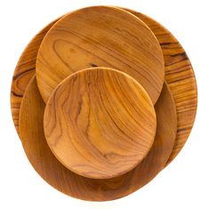 three wooden plates stacked on top of each other