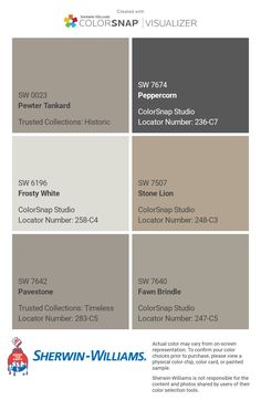 the color scheme for sheryln - williams's new paint colors, including gray and