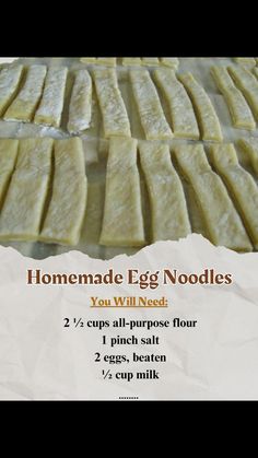 homemade egg noodles with instructions for how to make them