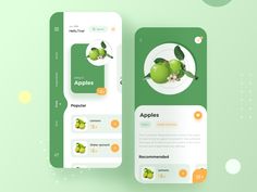 the app design for apple juice is designed to look like it has green apples and leaves on