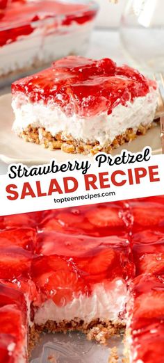 this strawberry pretzel salad recipe is so good and easy to make it's the perfect summer dessert