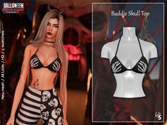 The Sims Resource - Sims 4 - Clothes - WisteriaSims - For woman - Baddie Skull Top for woman Sims 4 Cc Adult Clothes, Sims 4 Costumes Cc, Sims Resource Cc, Hydra Aesthetic, Sims 4 Cc Furniture Living Rooms, Skull Top