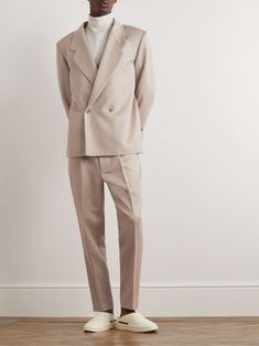 Shop FEAR OF GOD Eternal Double-Breasted Cavalry Wool-Twill Suit Jacket, Explore the latest in-season FEAR OF GOD collection today on MR PORTER Fear Of God Suit, Cropped Suit Jacket Men, Double Breasted Blazer Men, English Suit, Mens Linen Suit, Shower Vibes, Cropped Suit