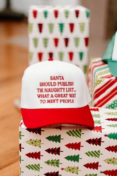 Naughty List Trucker Hat Funny Baseball Cap For Gift, Novelty Mini Cap Hat For Gifts, Novelty Cap Hat As Gift, Novelty Cap As Gift, Novelty Gift Cap, Novelty Red Trucker Hat, Fun Mini Cap Hats For Gifts, Fun Mini Cap Hats As Gifts, Fun Snapback Mini Hats As Gifts