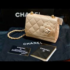 Chanel Pink Quilted Mini Camellia Flap Bag With Gold Tone Hardware. It Has A Single Chain~Link Shoulder Strap. Leather Lining And Single Interior Pocket. It Comes With Authenticity Card, Serial Number, Dust Bag, Care Card, And Box. Designer Compact Bag With Removable Pouch, Designer Compact Bags For Gifts, Designer Compact Gift Bags, Compact Designer Bags For Gifts, Compact Designer Gift Bags, Designer Compact Pink Bag, Designer Compact Bag For Formal Occasions, Formal Compact Bag With Original Box, Elegant Compact Leather Bag