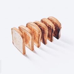 four slices of toast sitting in the middle of each other