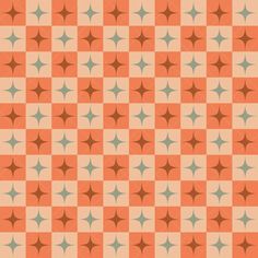 an orange and gray checkered pattern with stars