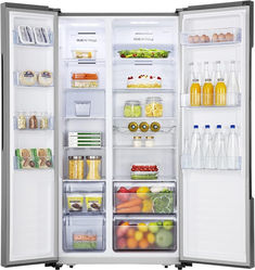 an open refrigerator filled with lots of food and drinks