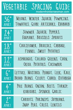 the printable guide for vegetable spacing guide