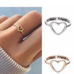 Women’s Heart Best Friend Ring Jewelry Friendship Promise Valentine Gift Special Occasion New Size 8 In Silver Color 2 Rings For $18, Mix And Match Colors And Sizes Cute Friend Rings, Friendship Rings For 3 Best Friends, Friendship Rings For 5, Match Rings For Best Friends, Cheap Blue Friendship Bracelets For Best Friend, Bff Rings 3, 3 Bff Rings, Cute Rings For Best Friends, Bff Rings For 2 Cheap