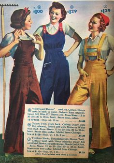 40s Mode, Overalls Vintage, Vintage Overalls, Style Overalls, 40s Fashion, Vintage Wardrobe, 1930s Fashion, 1940s Fashion, 1920s Fashion