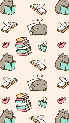 an animal reading books and drinking coffee