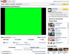 a screen shot of a green screen on the youtube page, with other videos displayed