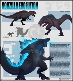 godzilla evolution is shown in this image