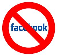 a red sign that says facebook is not allowed to use the same language as an image