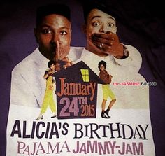 a birthday party poster with two men pointing their finger at the camera