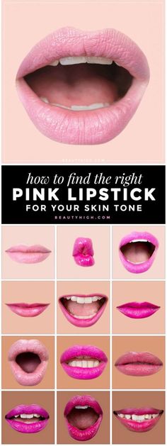 Pink Lipstick Guide: With the help up celebrity makeup artist Jordy Poon,  we've narrowed down the best pink lip shades for you—whether you have a fair, olive, medium, or dark skin tone. | BeautyHigh.com Pink Lipstick For Dark Skin, Lipstick For Olive Skin, Dark Pink Lipstick, Lipstick Guide, Mauve Lips, Lipstick For Dark Skin, Lip Shades, Light Pink Lip Gloss