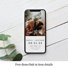 save the date magnets are displayed on a phone