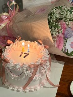 a birthday cake sitting on top of a table