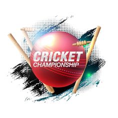 a cricket ball and two bats with the words cricket championship on it