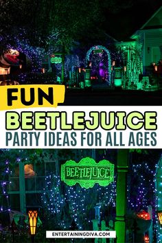 Fun Beetlejuice Party Ideas For All Ages | Halloween Beetlejuice Party Ideas, Beetlejuice Decor, Halloween Scene Setters, Beetlejuice Party, Beetlejuice Wedding, Unique Birthday Party Ideas, Halloween Juice, Halloween Advent Calendar, Unique Birthday Party