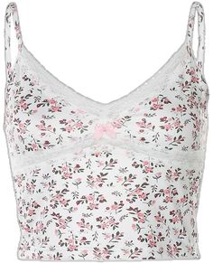 Pink Sleeveless Crop Top With Built-in Bra, Feminine Sleeveless Floral Print Crop Top, Cute Summer Tank Top, Stretch Floral Print Summer Tank Top, Pink Tank Vest Crop Top, Feminine Sleeveless Crop Top With Straps, Feminine Sleeveless Tank Top With Built-in Bra, Feminine Sleeveless Strapped Crop Top, Pink Camisole Crop Top With Straps