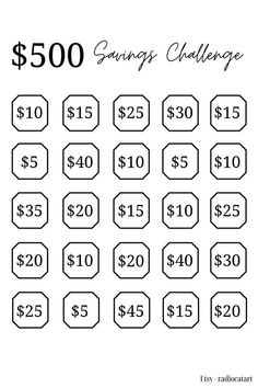 the $ 500 savings challenge is shown in black and white