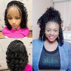 Braided micro twist wig with curly tips  made on a full lace wig.16inches long.  | eBay Real Wigs, Micro Twists, Curly Lace Frontal, Curly Braids, Wig Curly, Short Curly Wigs, Braids With Extensions, Braided Wig, Curly Lace Front Wigs