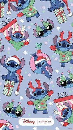 an image of stitchy christmas characters with presents