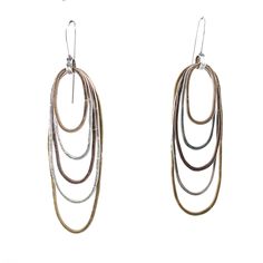 Metal Earrings - These silver, bronze, copper, and brass hoops are hand-formed, then hammered and oxidized to achieve their distressed look. At almost 3 inches in length, they make a statement in size, but are wonderfully lightweight. Oval Earrings, Brass Hoops, Artful Home, Oval Earring, Copper And Brass, Metal Earrings, Original Art, Hoop Earrings, Jewelry Earrings