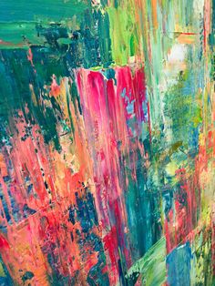 an abstract painting with many colors and shapes