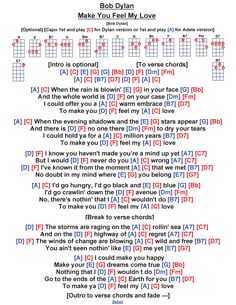 the guitar chords for rock and rollin's song, make you feel my love