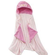 3d Pink Crown, Gold Embroidery, Pockets On The 2 Corners, Includes: Hood 2 Corner Pockets Body: 50 In X 25 In, Hood: 13.8 In X 8 In Plush Fabric 100% Polyester Machine Washable Pottery Barn Black, Lightning Bug, Cable Knit Throw, Herringbone Throw, Pink Crown, Princess Kids, Snuggle Blanket, Plaid Throw, Plush Throw Blankets