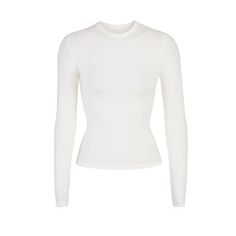 COTTON JERSEY LONG SLEEVE T-SHIRT | MARBLE Simple Long Sleeve Shirt, White Long Sleeve Shirt Outfit, White Shirt Long Sleeve, Long Sleeve Shirt Outfits, Mom Dr, Clothing Board, Christmas Clothes, Autumn Wardrobe, Jersey Long Sleeve