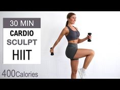 a woman is doing exercises with dumbbells and holding a bottle in her hand