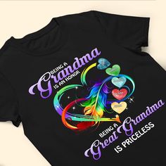 Introducing our Personalized Shirt, a heartfelt and cherished gift for the beloved grandma or great-grandma in your life. Adorned with the touching quote, "Being A Grandma Is An Honor, Being A Great Grandmother Is Priceless," this shirt is a beautiful tribute to the immeasurable love and wisdom she shares with her family. Crafted with care and quality materials, this shirt is more than just apparel; it's a cherished keepsake that celebrates the extraordinary role she plays in the lives of her lo Great Grandma Quotes, Great Grandma Shirts, Being A Grandma, Grandma Quotes, Mom Daughter Gifts, Canvas Beach Bag, Leather Flask, Grandma Shirts, Wallet Gifts