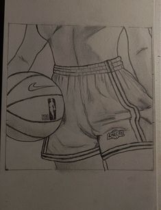 a drawing of a basketball player's shorts with the number 13 on it and a ball in his hand