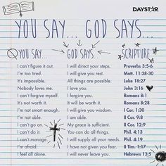 a note with the words you say god says