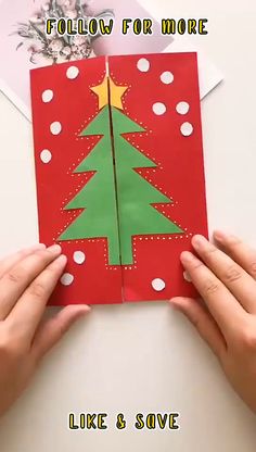 someone is making a christmas tree card for someone